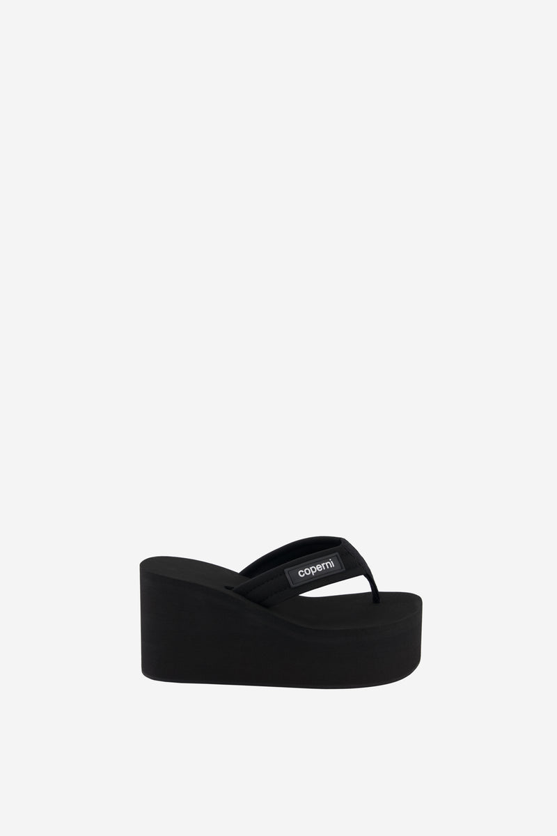 【関税込み】Patch Wedge Sandals - Coperni - Synthetic - Blac Coperni logo-patch Wedge Sandals | Black | FARFETCH