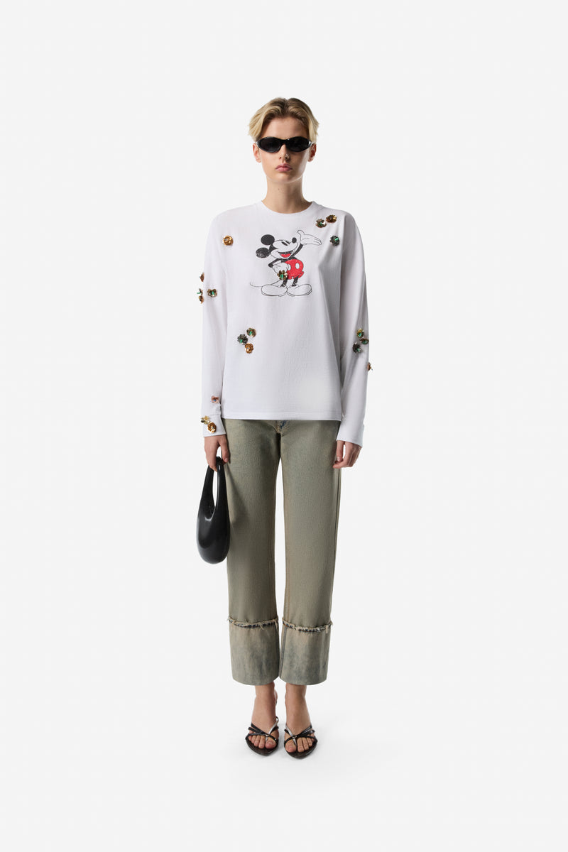 【関税込み】Coperni ホワイト Disney Mickey 長袖Tシャツ Disney X Coperni Mickey Long-Sleeved T-Shirt