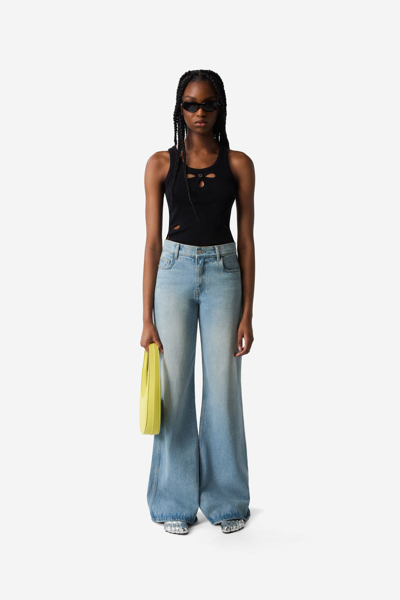 デニム・ジーパン COPERNI Woman Jeans Blue COPP95252 BLU Wide Leg Denim Jeans (COPP95252-BLUE)