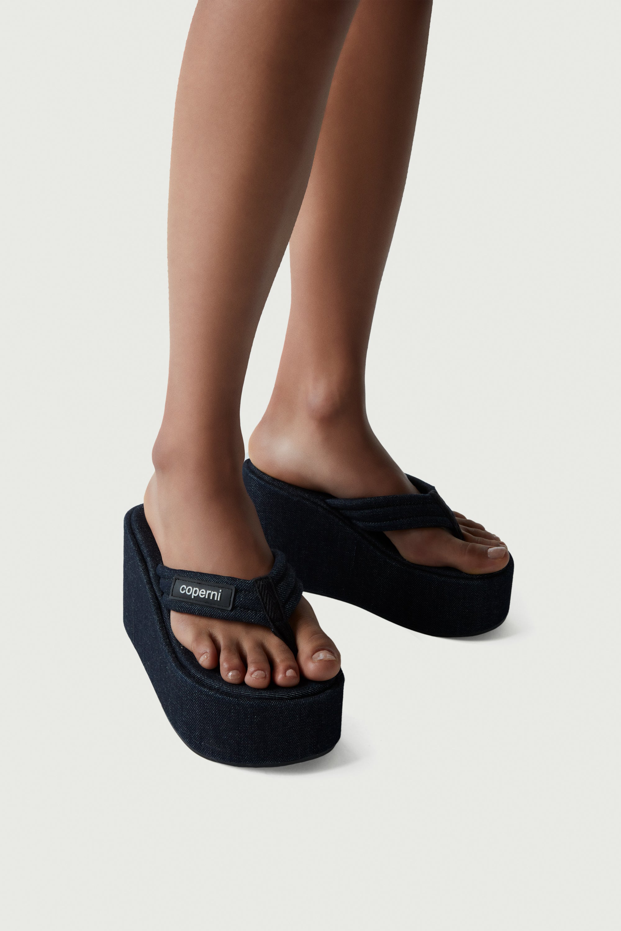 Denim Branded Wedge Sandal – Coperni
