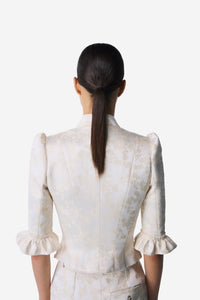 Jacquard Slim-Fit Pleated Jacket