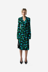 C-Logo Print Wrap Blouse Dress