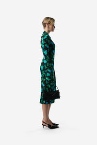 C-Logo Print Wrap Blouse Dress