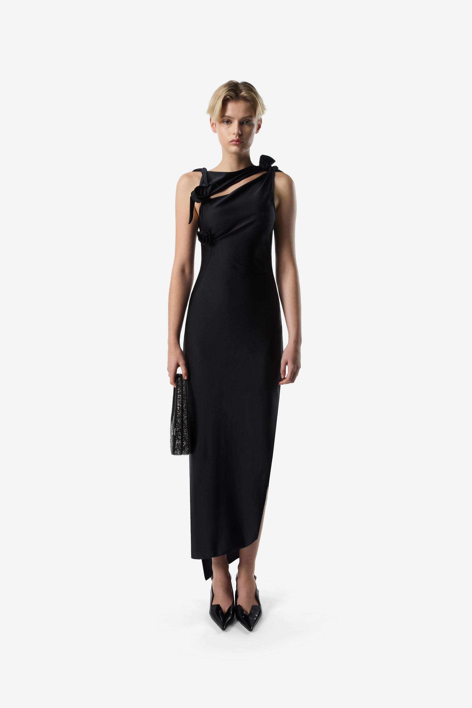 ワンピース COPERNI Woman Dress Black COPR44545C BLACK Asymmetric Flower Gown – Coperni